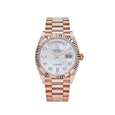 Rolex Day-Date 128235 Rose Gold Mother of Pearl Diamond Dial