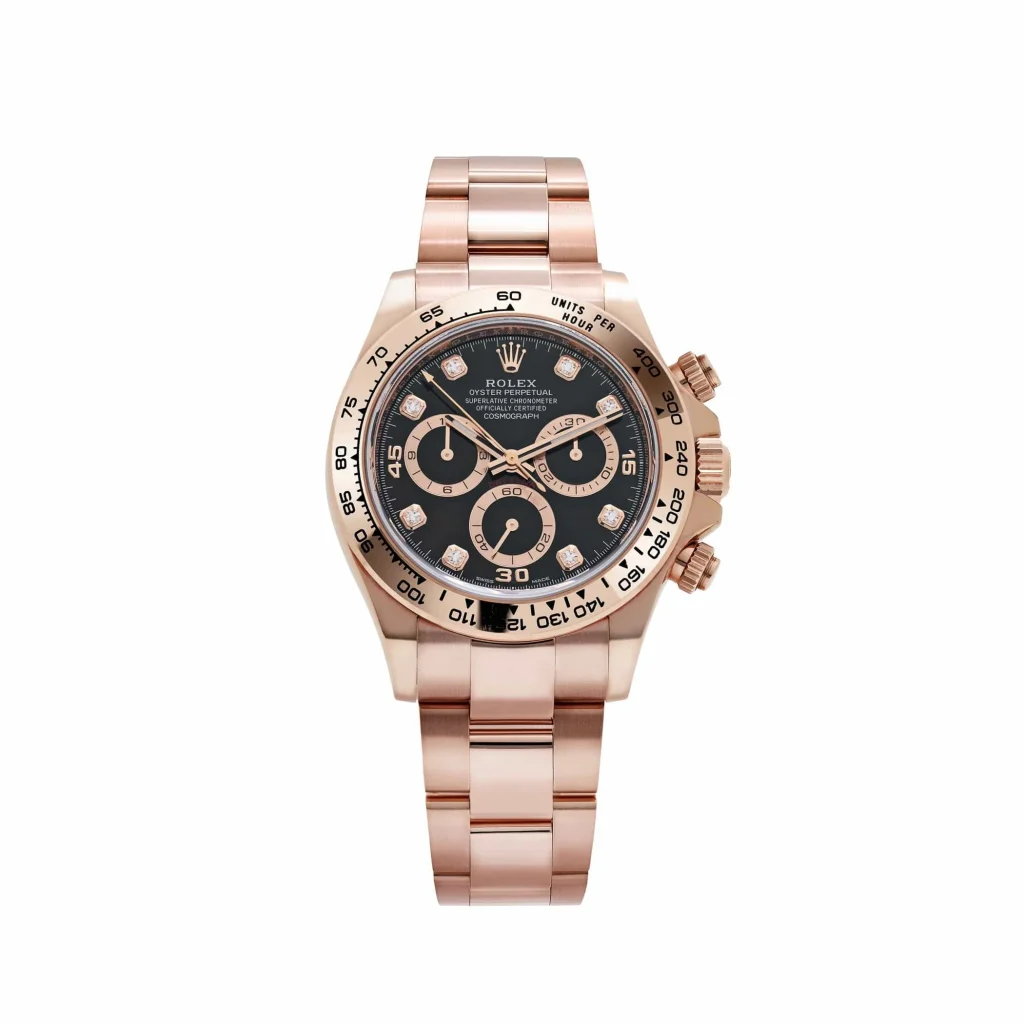 Rolex Daytona 116505 Rose Gold Black Diamond Dial.